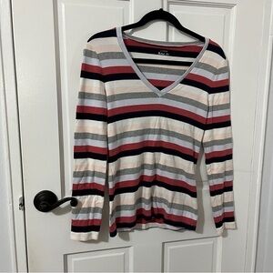 🩷 j crew striped long sleeve vneck shirt